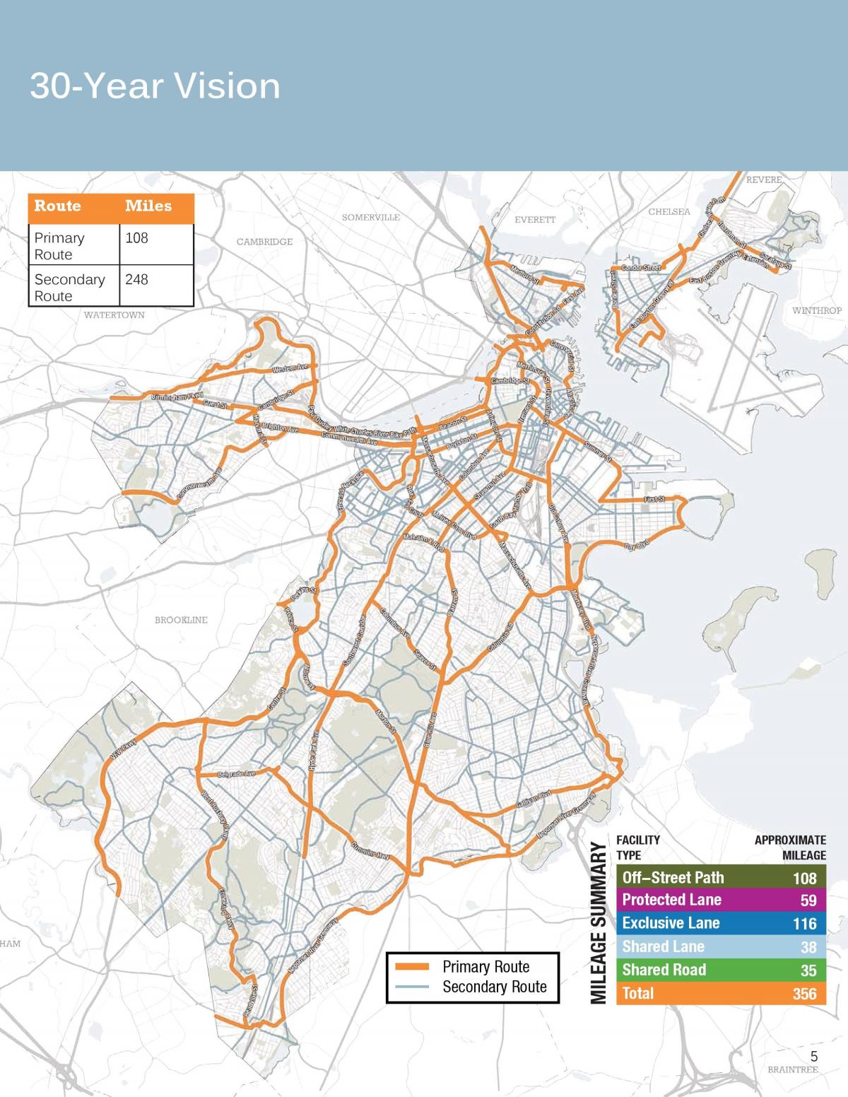 Mapa del carril bici de Boston