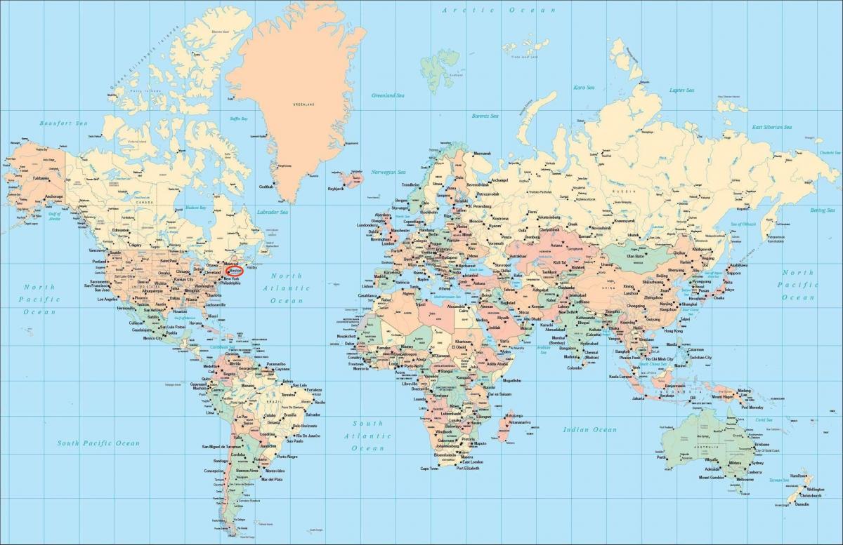 La ubicación de Boston en el mapa mundial