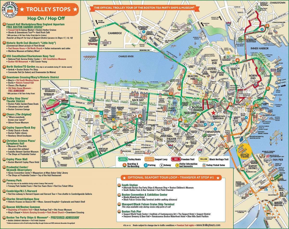 Mapa de las estaciones de tranvía de Boston