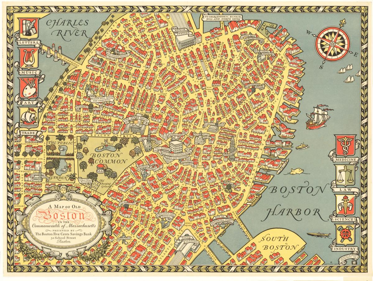 Mapa antiguo de Boston