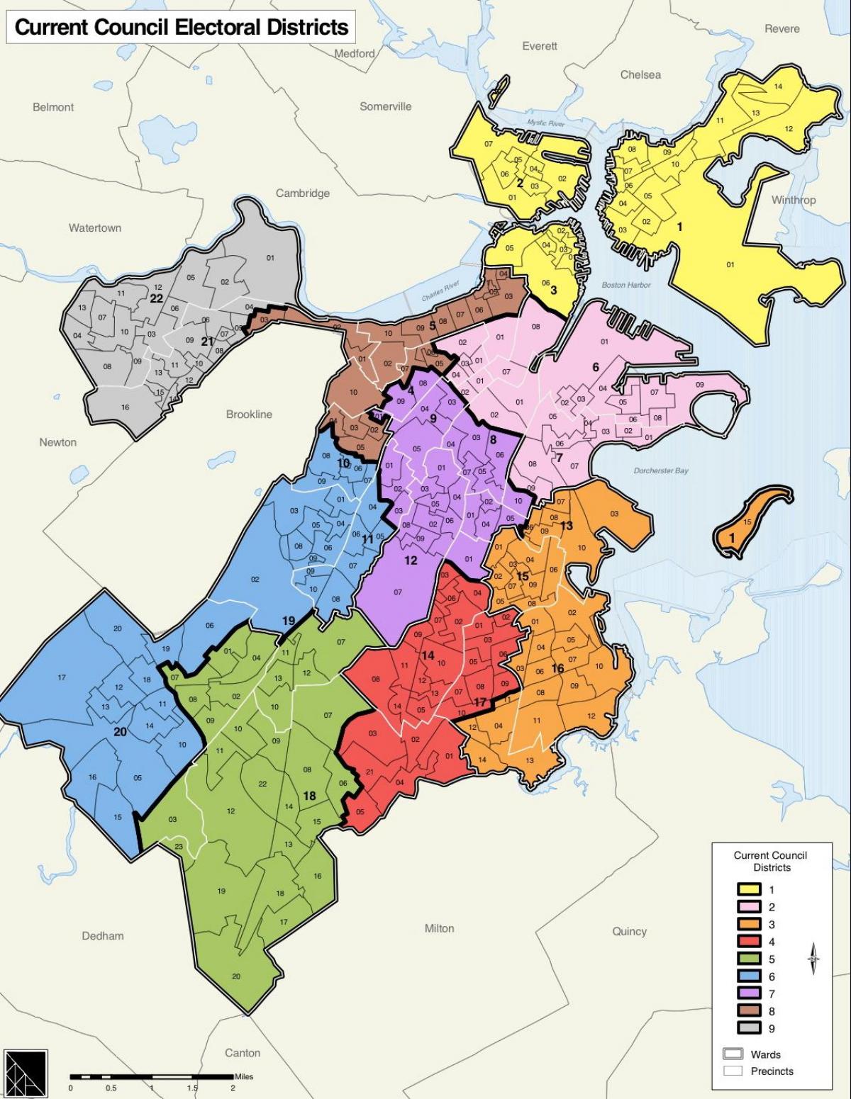 Mapa del distrito de Boston