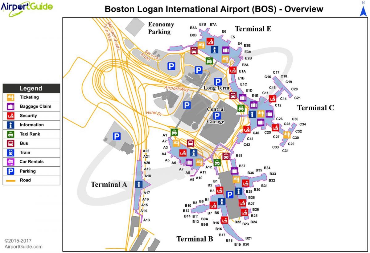 Mapa de la terminal del aeropuerto de Boston