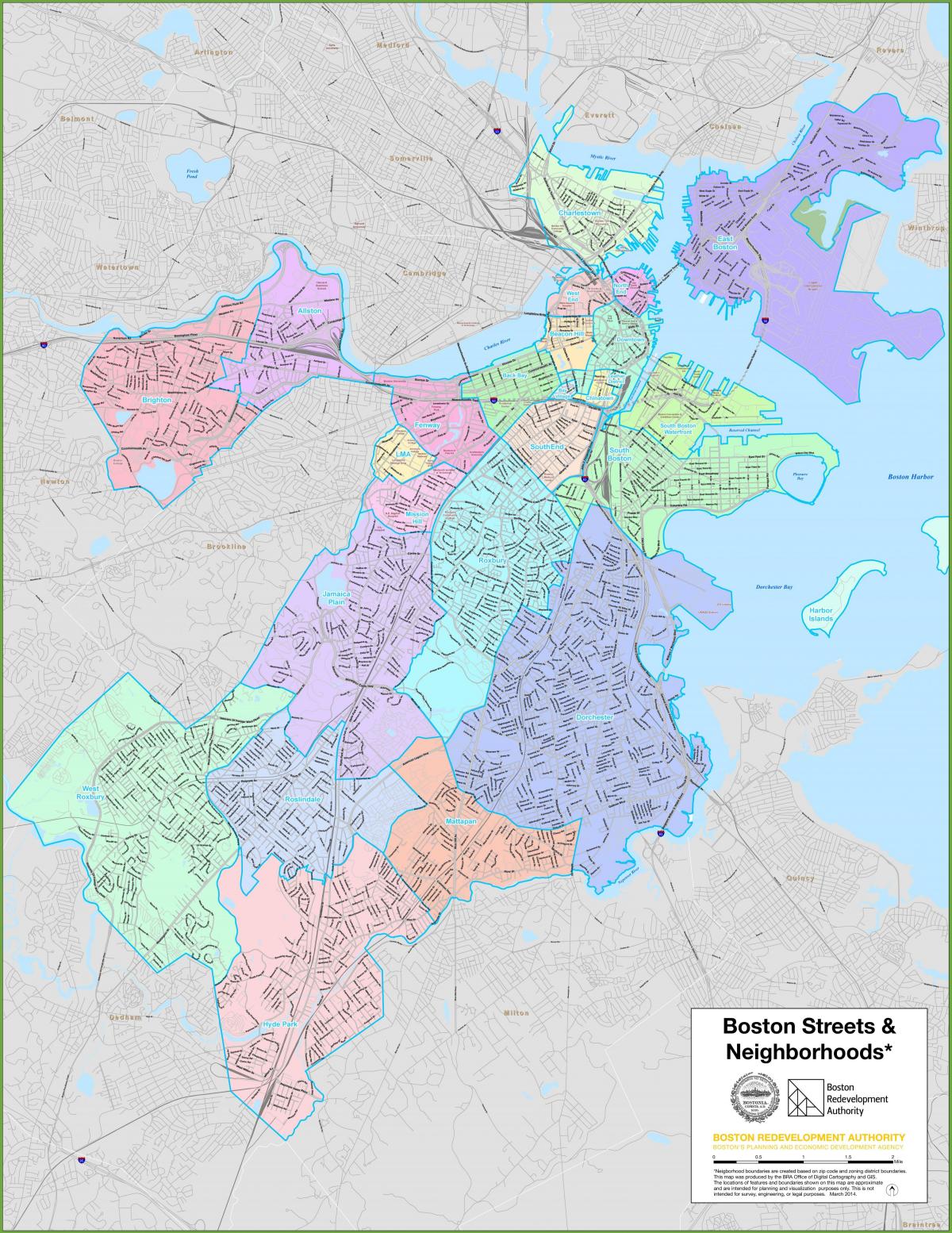Mapa de los barrios de Boston