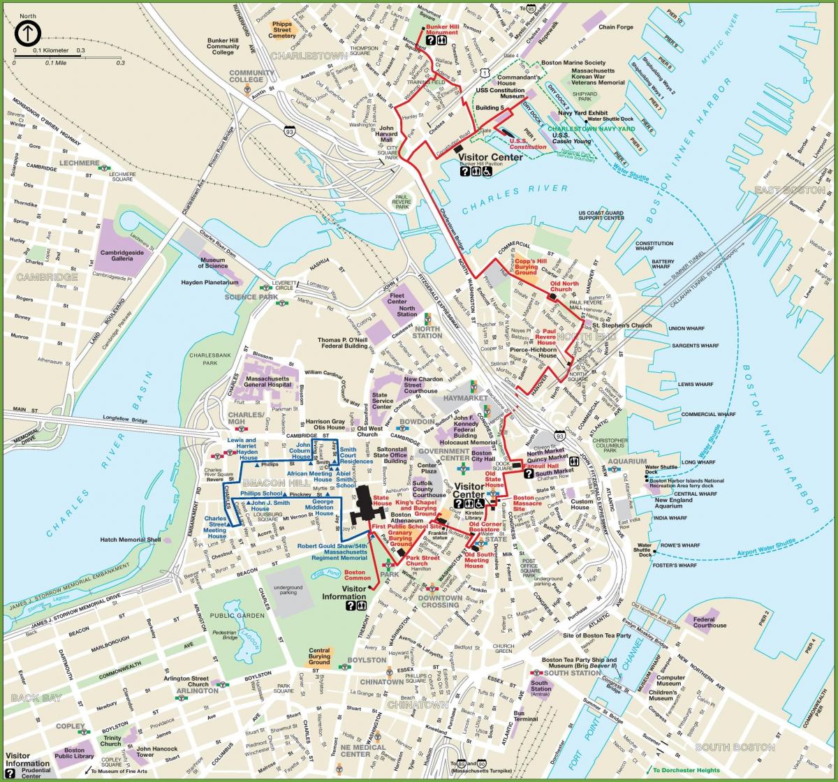 Mapa del centro de la ciudad de Boston
